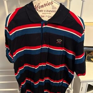 Paul & Shark Men's Polo with Black, Blue, and Red Stripes.  Size XL